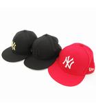 NY ニューヨークヤンキース キッズ Child 59FIFTY キャップ 帽子 3点 まとめ ウール 53.9cm 黒 ブラック 赤 レッド /UO