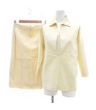 ロエベ LOEWE セットアップ シャツ ミディスカート 七分袖 38 クリームイエロー /UO