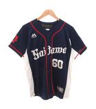  Majestic 埼玉西武ライオンズ 中村剛也選手 レプリカユニフォーム #60 ワッペン 刺繍 半袖 M ネイビー /FF