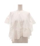 ルルロジェッタ ルールロジェット leur logette cotton frills top カットソー アイレットレース 天竺 半袖 1 白 ホワイト /FF