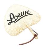 ロエベ LOEWE ノベルティ 美品 うちわ ストロー ロゴ 刺繍 ベージュ /AE ☆AA★