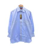 オースチン リード Austin Reed タグ付き ワイシャツ 長袖 38-80 総柄 ヘリンボーン 青 ブルー /AE