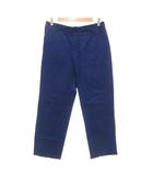 ヒューマンウーマン HUMAN WOMAN パンツ スラックス L スリムテーパード チェック柄 リネン混 青 ブルー /AE