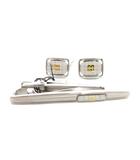 ダックス DAKS タグ付き ロゴ カフス ネクタイピン セット タイバー タイクリップ シルバーカラー /UO