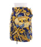 ロエベ LOEWE ラップスカート ひざ丈 S 紺 ネイビー ボタニカル 馬具 総柄 /UO ☆AA★