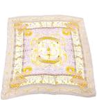 セリーヌ CELINE スカーフ 大判 絹 シルク ブラウン イエロー パープル 総柄 /UO