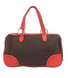 ポールスミス PAUL SMITH ハンドバッグ キャンバス レザートリム ブラウン レッド /UO