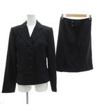 トラサルディ TRUSSARDI セットアップ スーツ ジャケット スカート 40 背抜き シングル ベルト 黒 ブラック 春夏 /AE