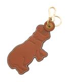 ロエベ LOEWE Noah’s Ark ノアの箱舟 ヒポポタマス カバ チャーム キーリング キーホルダー カーフレザー 茶 ブラウン 青 ブルー /GV