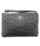 コーチ COACH 美品 ボックスグリッターシグネチャーラージコーナーリストレット ポーチ ロゴ 黒 ブラック F80214 /AE