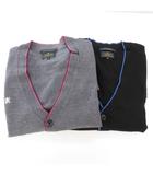 アールニューボールド R.NEWBOLD 2点セット カーディガン M ニット Vネック ロゴ 刺繍 長袖 グレー 黒 ブラック /AE