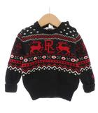 ラルフローレン RALPH LAUREN 美品 ニット セーター 長袖 18M 85cm コットン トナカイ柄  ロゴ 紺 ネイビー /AE