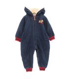 ミキハウス mikihouse ヴィンテージ デニム ロンパース 18 85 G12 フード裏ボア ロゴ 刺繍 ダークインディゴ /AE