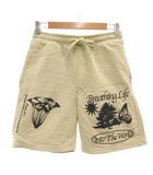 ザラ ZARA 美品 GRAPHIC PRINT JOGGER SHORTS ショーツ スウェット ハーフパンツ S イージー プリント ベージュ /AE