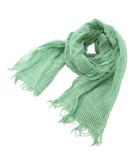 ポロ ラルフローレン POLO RALPH LAUREN ストール 麻 リネン 緑 グリーン ロゴ刺繍 総柄 ギンガムチェック フリンジ /AE ☆AA★