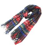 ジョンストンズオブエルガン Johnstons of Elgin カシミヤ100 大判 ストール ショール マフラー ブラックスチュワート タータンチェック柄 マルチカラー /UO