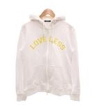 タグ付き ジップアップパーカー スウェット L アーチロゴ プリント 裏毛 白 ホワイト 黄 イエロー /GV