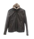 バーバリーブラックレーベル BURBERRY BLACK LABEL ラムレザージャケット ライダース 羊革 ラビットファー チェック柄ライナー付き M 黒 ブラック /UO