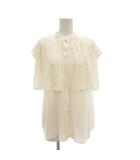 ノーリーズ Nolley's 美品 24SS 割織ケープ ギャザー ブラウス シャツ 36 ノースリーブ 白 ホワイト /AE