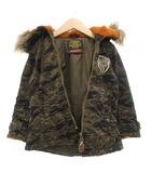 ヒステリックグラマー HYSTERIC GLAMOUR 69ARMR ミリタリージャケット フードファー ジップアップ 110 中綿 カモフラ 迷彩柄 カーキ /GV