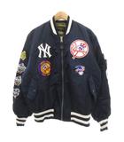 アルファ ALPHA NEW ERA ニューヨークヤンキース MA-1 フライトジャケット リバーシブル 迷彩柄 XL 紺 ネイビー カーキ系 /UO
