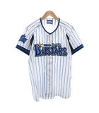  横浜DeNAベイスターズ プロスパ製 ユニフォーム 半袖 M ロゴ ストライプ 白 ホワイト 青 ブルー /AE