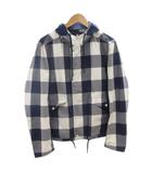 ヘルノ HERNO パーカー ジップアップジャケット ブロックチェック柄 長袖 白 ネイビー /FF