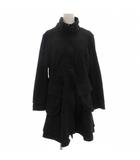 ロングコート スタンドカラー レース切替 ジップアップ ウール混 M 黒 ブラック /GV