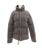 ダウンジャケット ジップアップ フード付 ショールカラー ツイード 38 グレー /GV