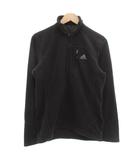 アディダス adidas プルオーバーフリースジャケット ハーフジップ ロゴ刺繍 M 黒 ブラック /GV
