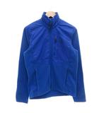 アディダス adidas フリースジャケット ジップアップ 切替 ロゴプリント M 青 ブルー /GV