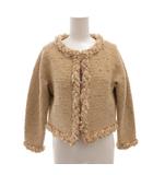 ルルロジェッタ ルールロジェット leur logette ツイードジャケット ブルゾン ノーカラー フリル ラメ 1 ベージュ /FF