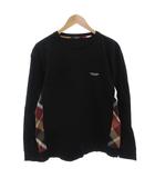 Tシャツ ロンT 長袖 チェック ロゴ L 黒 ブラック /FF