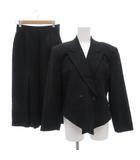 ケーティー キヨコ タカセ  K.T KIYOKO TAKASE スーツ セットアップ テーラードジャケット ロングスカート ダブルブレスト 2B 総裏地 ノーベント ウール 黒 ブラック /GV