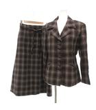 バツ Ba-tsu セットアップ ジャケット ロングスカート チェック柄 ウール M ブラウン系 /UO