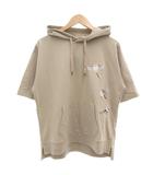 グラニフ graniph タグ付き シマエナガ ミニ裏毛ビッグシルエットパーカー スウェット プルオーバー 半袖 刺繍 S ベージュ /GV