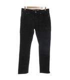 テーパードパンツ ストレッチ ジップフライ チェック M 黒 ブラック /GV