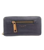 マークジェイコブス MARC JACOBS 長財布 ウォレット ラウンドファスナー ロゴ レザー 紺 ネイビー /GV