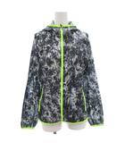 ニューバランス NEW BALANCE タグ付き ウィンドチーターフーディ パーカー ジップアップ 総柄 S グレー ライトグリーン /GV