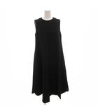 ルルロジェッタ ルールロジェット leur logette wool triple cloth dress ワンピース ノースリーブ スカラップ ロング 0 黒 ブラック /FF
