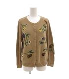 ユキトリイ YUKI TORII カーディガン ニット 刺繍 花モチーフ スパンコール 40 茶 ブラウン /FF