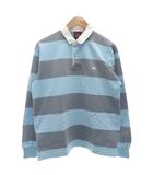 カンタベリー CANTERBURY 4インチストライプ ラガーシャツ 長袖 ロゴ刺繍 L ライトブルー グレー RA40096 /GV