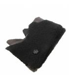 カールドノヒュー KARL DONOGHUE タグ付き カシミアタッチ ラムスキンボタンスカーフ マフラー 黒 ブラック グレー /FF