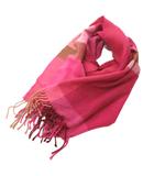 ミラショーン mila schon マフラー ストール フリンジ チェック ピンク 茶 ブラウン /GV