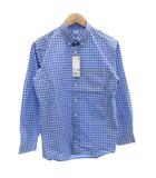 ユニクロ UNIQLO タグ付き 23SS EFCブロードチェックシャツ ボタンダウン 長袖 カジュアル S 青 ブルー 331-456650 /GV