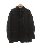 ステンカラーコート 中綿 ノバチェック切替 ひざ丈 L 黒 ブラック /FF