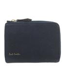 小銭入れ コインケース パスケース L字ファスナー ロゴ レザー 紺 ネイビー /GV