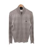 バーバリーブラックレーベル BURBERRY BLACK LABEL ニットジップアップジャケット ブルゾン ホースロゴ刺繍 ボーダー ウール 4 グレー /FF