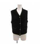 ルルロジェッタ ルールロジェット leur logette Fancy wool vest ツイードベスト ビジューボタン ラメ ウール ニット 1 黒 ブラック /FF
