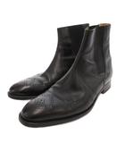 エルメス HERMES サイドゴアブーツ ショート ブローグ メダリオン パンチング レザー 4 黒 ブラック /FF